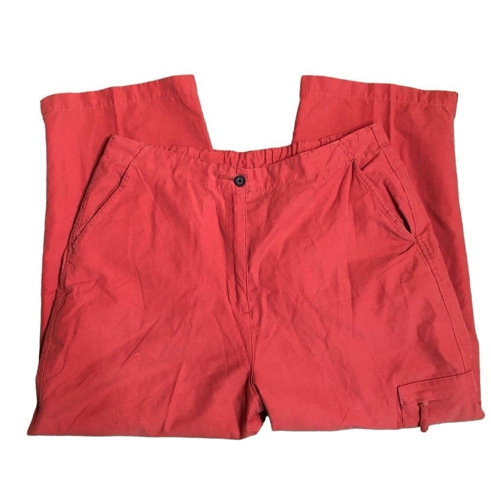 Woolrich Womens Pullon Pants M Melon Cropped Lightweight Hiking Cargo Pocket
